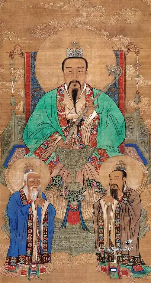道教三清画像丝绸挂画道场灵宝元始道德天尊三清祖师太上老君神像s