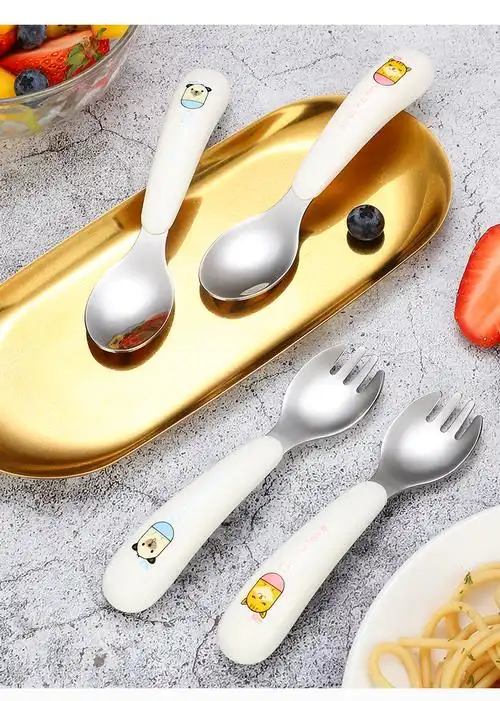 儿童水果叉不锈钢儿童叉子宝宝水果叉套装安不伤嘴创意可爱水果签果插