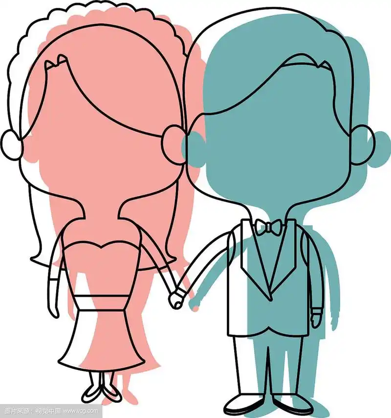 可爱的夫妻,丈夫,妻子穿着婚纱快乐