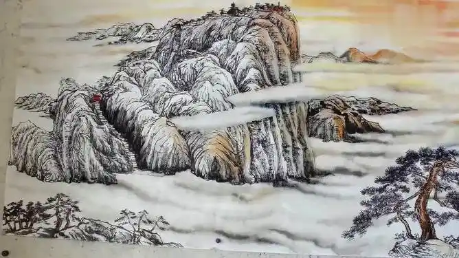 吴作成山水画《泰山烟云》终于在春节前完成_网易视频