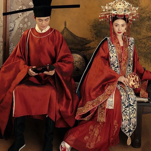 明制婚服奢华古风嫁衣秀禾服2022新情侣男女凤冠霞帔中式婚纱汉服