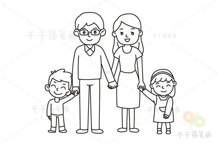 手绘头像简笔画全家福一家四口一家三口全家福简笔画手绘头像一家四口