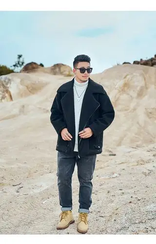 肥胖男士衣服外套加肥加大冬季秋冬男装色翻领子显瘦保