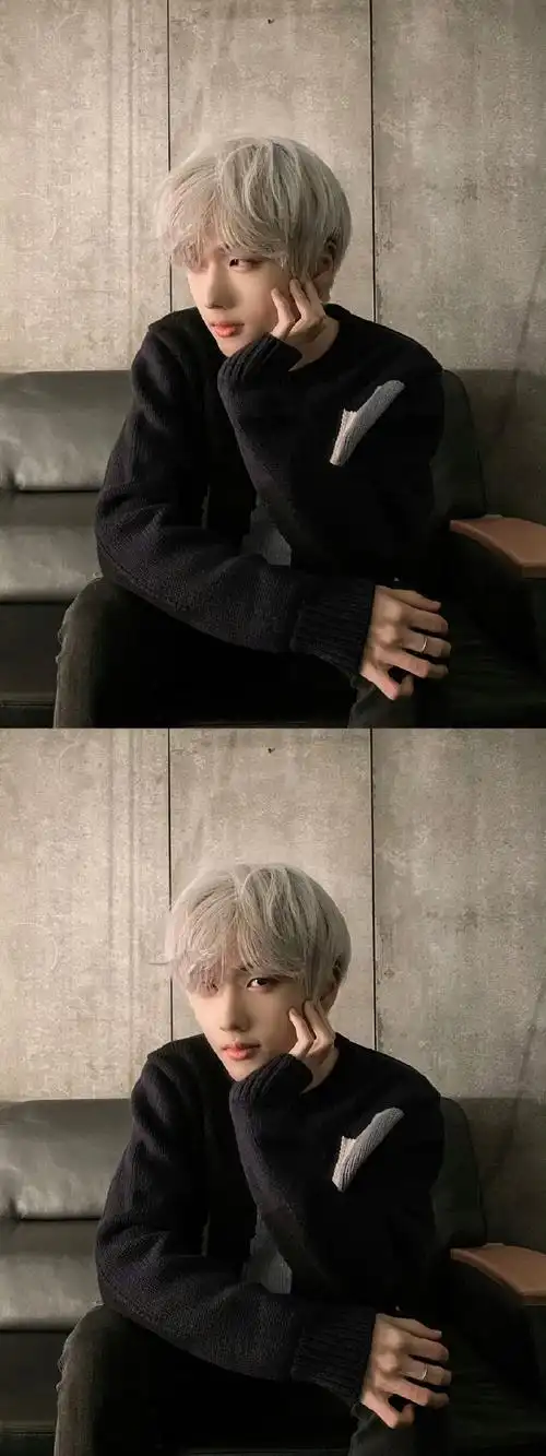 朴志晟银发自拍好帅#来看白毛帅哥!心动了