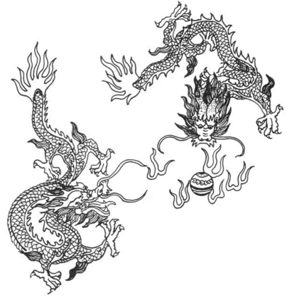 龙的简笔画,双龙戏珠