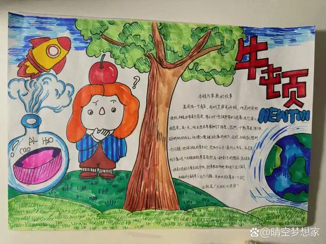 小学生科学家手抄报海报牛顿
