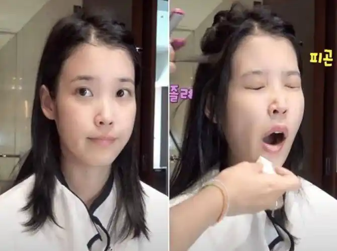 频道公开在日本宣传的幕后花絮,影片一开头就是她一脸素颜准备上妆