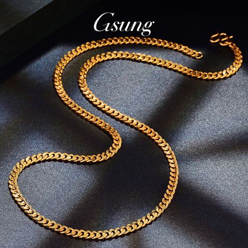 gsung黄金项链男新款足金999男款古巴项链5g工艺亮晶金项链 按当天