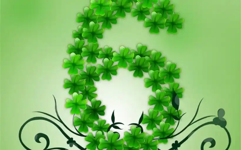 绿色背景四叶草数字桌面壁纸第6张
