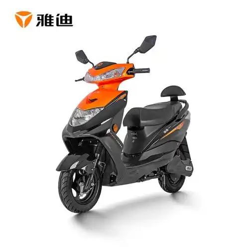 雅迪电动车豪战精致版电瓶车成人男女代步车电动轻便摩托车 橙色 60v