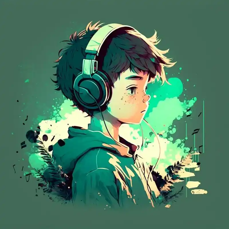 戴耳机的男生头像,治愈系