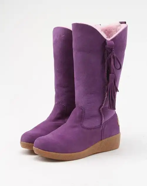 紫色穗带装饰保暖高筒靴