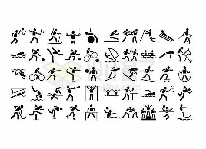 各种黑色小人儿运动员体育比赛项目3576786矢量图片免抠素材 休闲娱乐