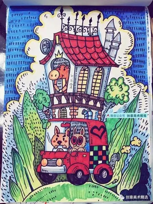 干货来啦——30张创意儿童画作品,拯救画画缺灵感的你~_绘画
