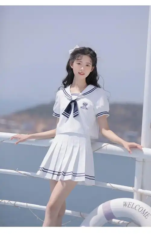 jk初中学生高中女生不良少女水手服海军风甜美套装裙日系条纹jk学院风