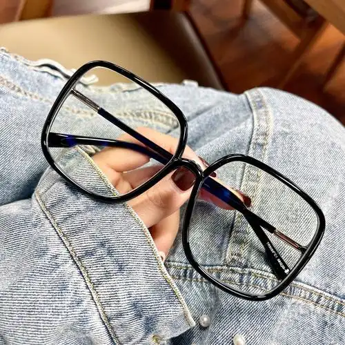 周扬青同款网红大框黑色素颜平光眼镜 时尚潮流防蓝光近视架9088