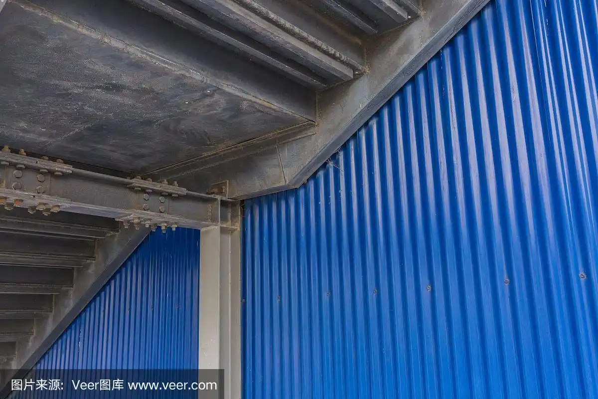 瓦楞铁,蓝色,材料,建筑材料,平视角