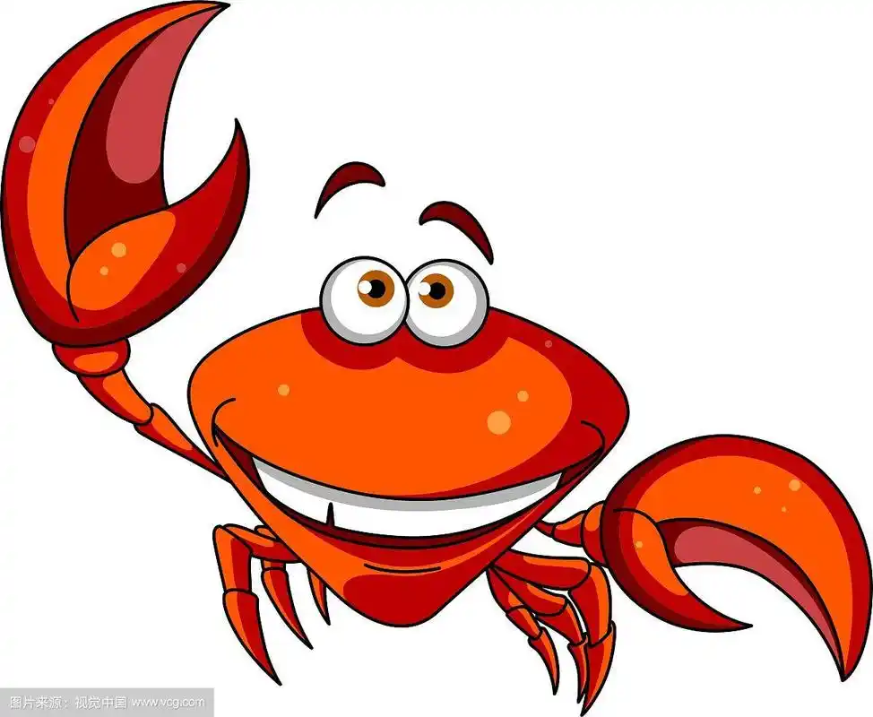 快乐微笑的红色卡通螃蟹