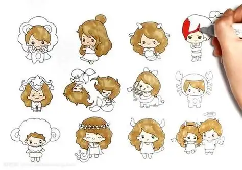 12星座卡通娃娃简笔画天秤座