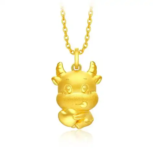 周大福 十二生肖系列 生肖牛足金黄金吊坠
