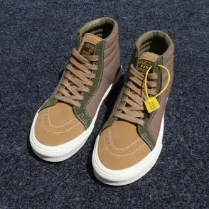 余文乐明星同款男很潮贼帅棕色高帮春季加绒帆布鞋不开胶板鞋