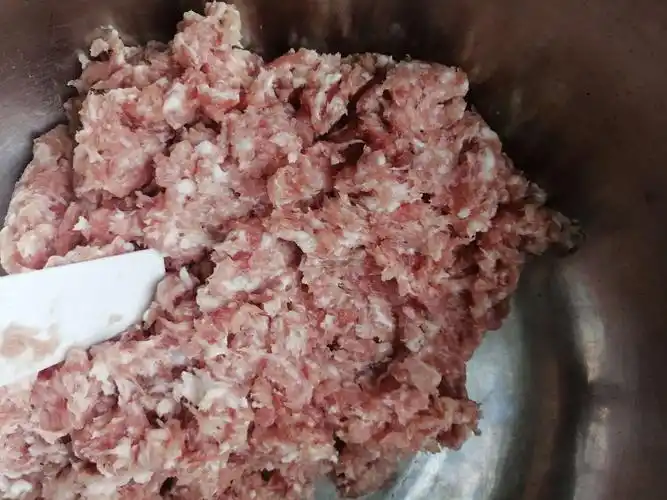 今天星期六,我和妈妈绞好肉馅,准备包饺子.