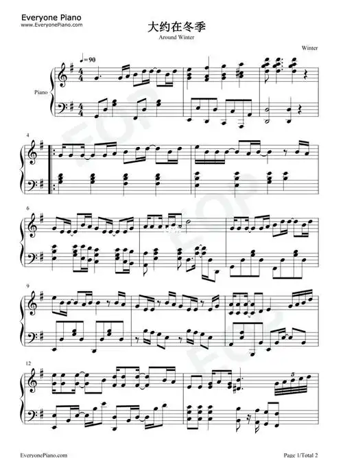 齐秦大约在冬季钢琴谱