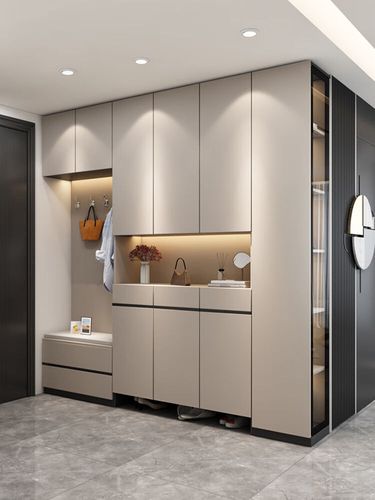 天御名柜全屋定制  鞋柜侘寂盐系极简轻奢柜体定制  免费设计方案