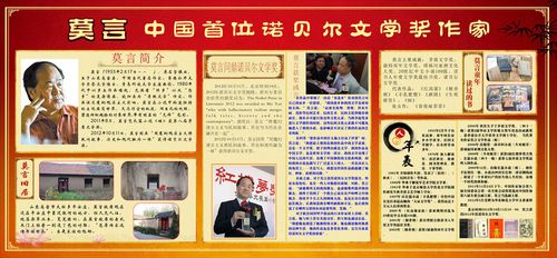 655海报印制定制展板素材833莫言简介诺贝尔文学奖作家宣传栏
