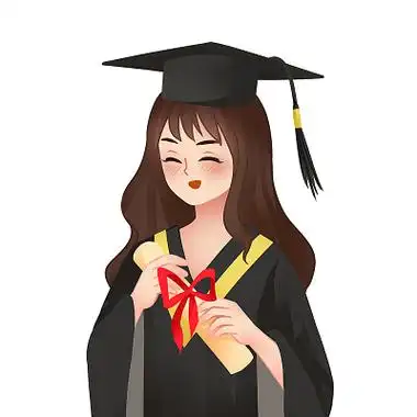 卡通手绘毕业季学士服拿毕业证书的女大学生人物素材