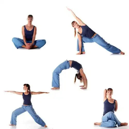 美女展示瑜伽的各种动作