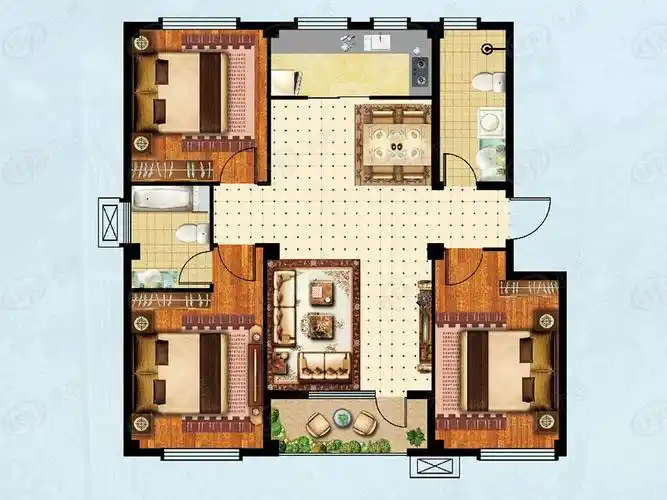 a户型 三室两厅两卫