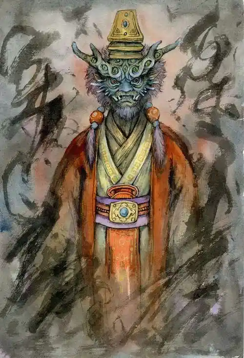 这是我画的冥界人物, 前面六个是十殿阎王,第一个是阎罗王,其他的我忘