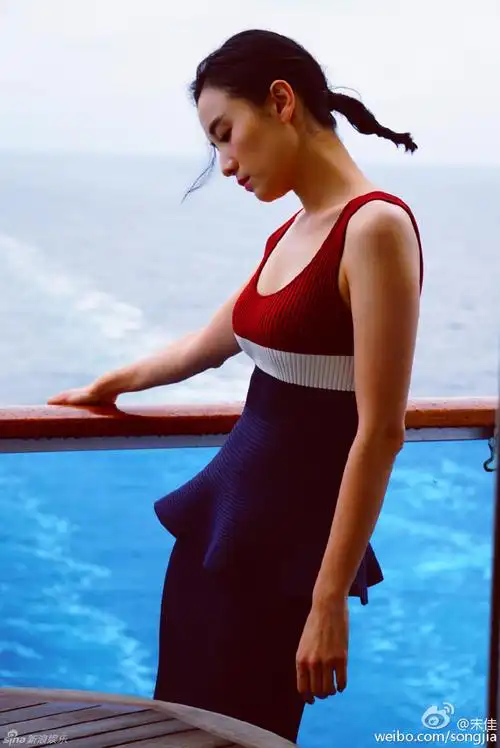组图宋佳晒靓照突显好身材背靠大海意境唯美