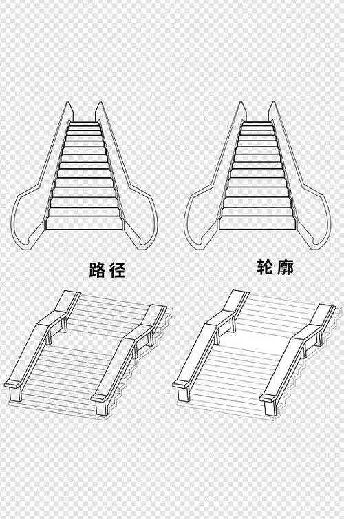 楼梯线条画简笔素材免扣元素