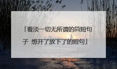 看淡一切无所谓的简短句子 想开了放下了的短句