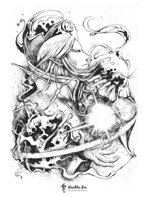 dota2大触手绘作品黑与白就可以展示一切