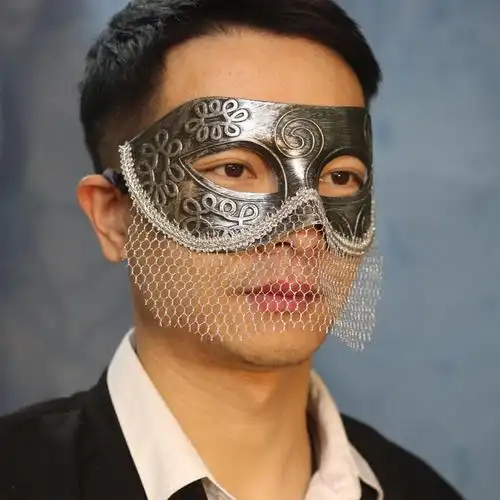 蒙面唱将面具 男士朋克夸张 银色简约蒙面歌手唱将万圣节假面舞会面具