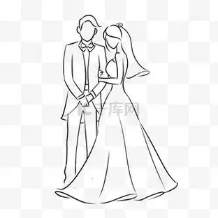 婚礼七夕图片素材_七夕新郎新娘线描婚礼