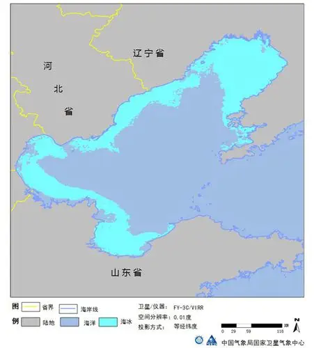 气象卫星监测渤海海冰面积