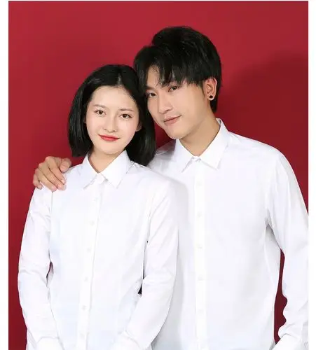 结婚证情侣装登记白衬衣照白衬衫领证定制刺绣logo证件拍照创意衣服装