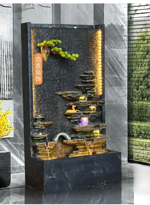 水幕墙假山流水喷泉室内循环水生财屏风景观客厅现代落地摆件7092a