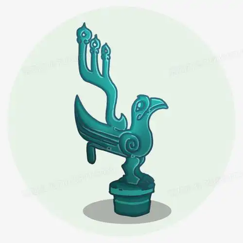 手绘三星堆铜鸟图标元素