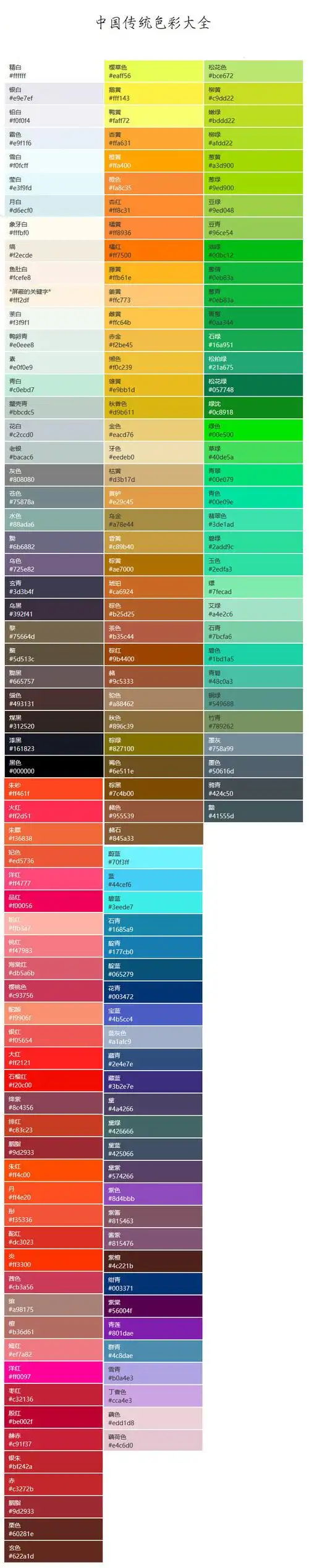 中国传统色彩大全,名字和色彩一样那么富有诗意