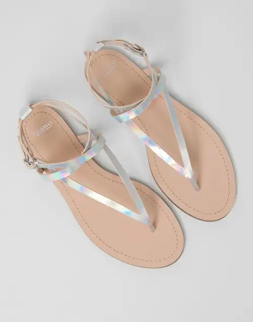 欧美风 彩虹系带凉鞋 品牌 pull and bear 西班牙青春少女品牌pull