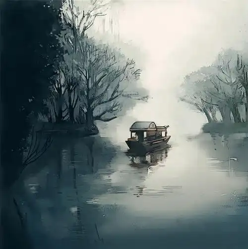 古风插画风景人物森系手绘水彩涂鸦星空唯美意境背景二次元小清新治愈