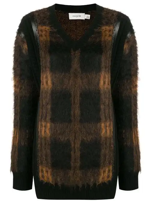 coach check sweater - 棕色 in brown