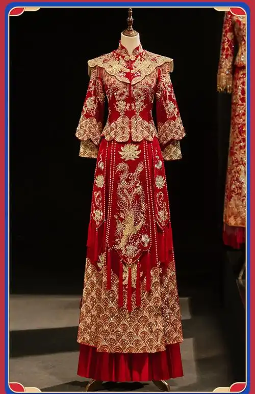 中式结婚礼服新娘新郎唐装秀禾服新款中式婚纱礼服复古嫁衣敬酒服龙凤