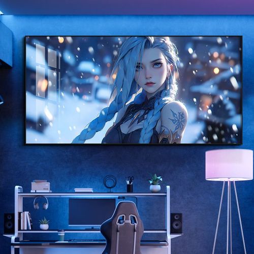 挂画金克丝电竞萝莉卧室装饰lol英雄联盟美女画双城壁画定制