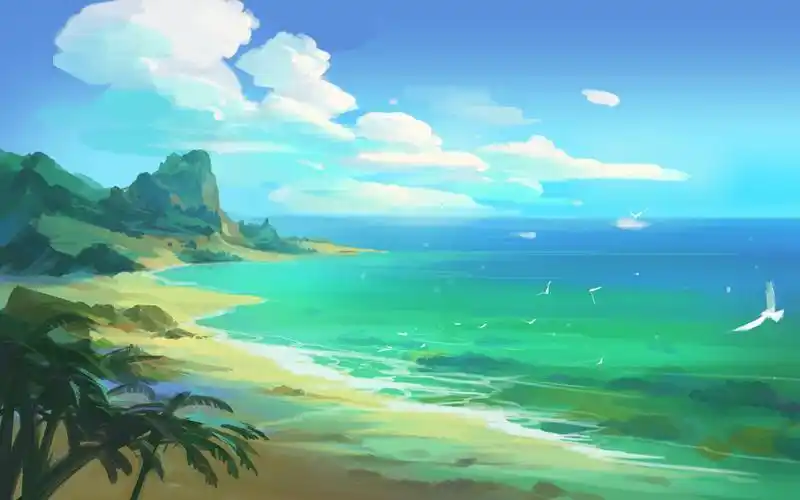 二次元动漫场景 夏日海边简单绘画教学_哔哩哔哩_bilibili
